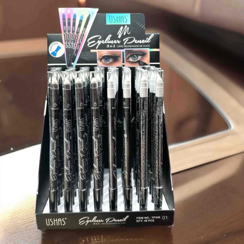Creion de ochi Ushas retractabil 340/1 negru+alb