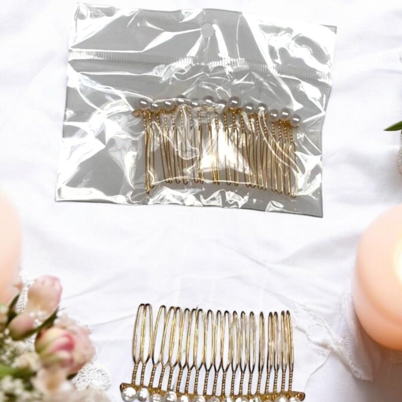 Set accesorii coafură mireasă – pieptăn auriu cu perle