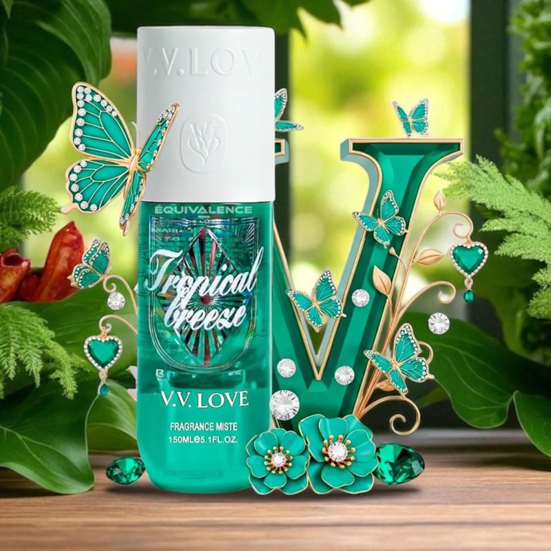 Apă de corp parfumată V.V. LOVE – Tropical Breeze – 150 ml – body mist cu aromă exotică și revigorantă