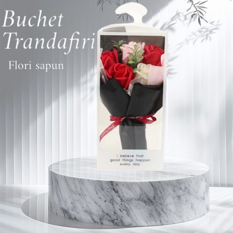 Buchet trandafiri săpun în ambalaj elegant tip display – cadoul ideal pentru 1 Martie, 8 Martie, Valentines Day