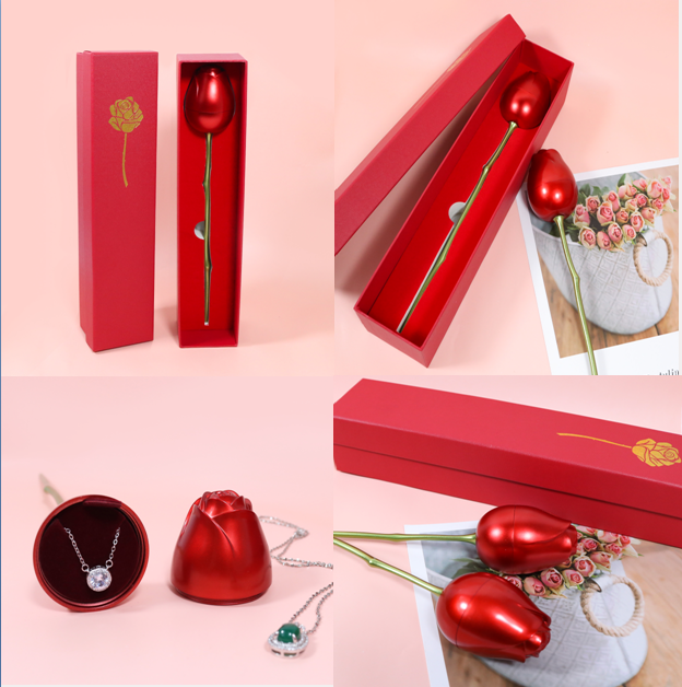 Trandafir cadou cu compartiment bijuterii – cutie elegantă – 1 Martie, 8 Martie, Valentines Day