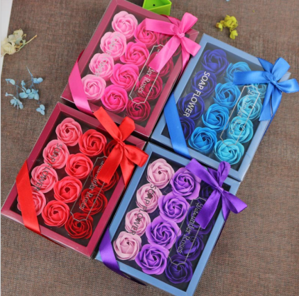 Cutie cadou cu 12 trandafiri din săpun – fundiță satinată – 1 Martie, 8 Martie, Valentines Day - imagine 6