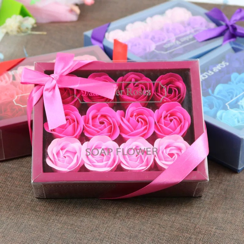 Cutie cadou cu 12 trandafiri din săpun – fundiță satinată – 1 Martie, 8 Martie, Valentines Day - imagine 9
