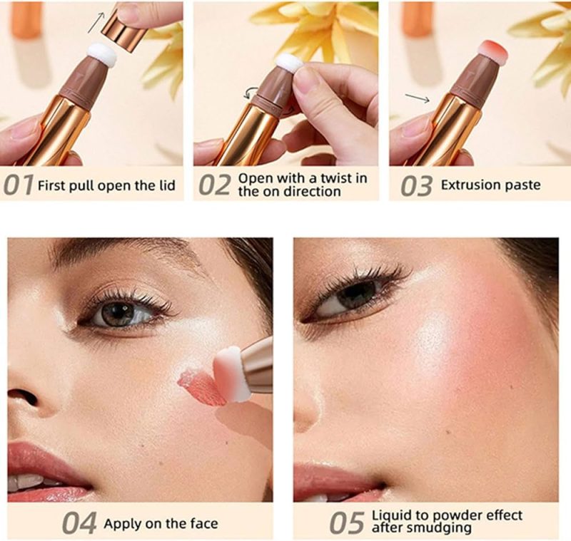 💎 Blush & Contur & Iluminator lichid O’CHEAL cu burețel aplicator – multifuncțional & profesional - imagine 3