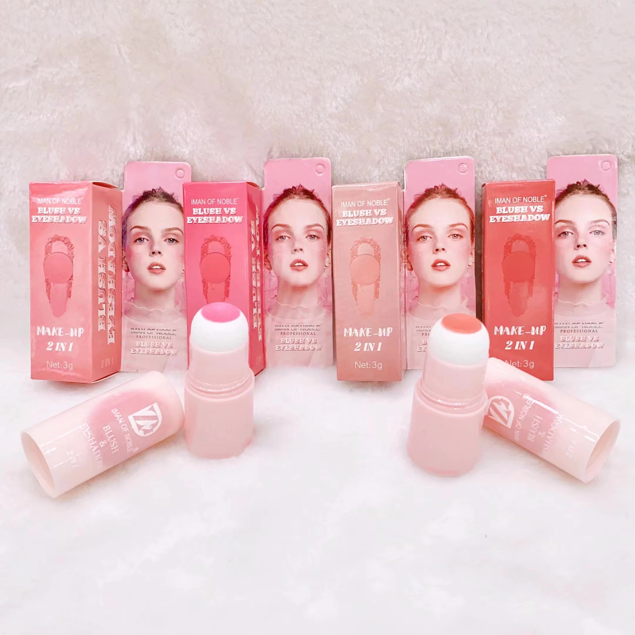 Fard de Obraz/Blush & Fard de Pleoape 2 în 1 – IMAN OF NOBLE #1299 | 12 buc/set - imagine 4