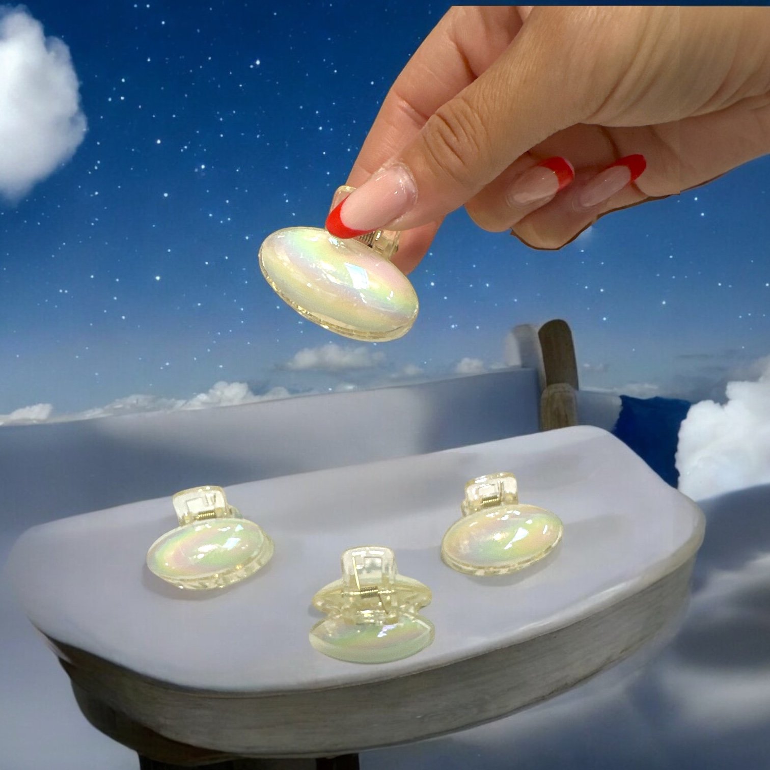 Clesti de par rotunzi perla sidef cod D173 set 12 bucati design elegant lucios