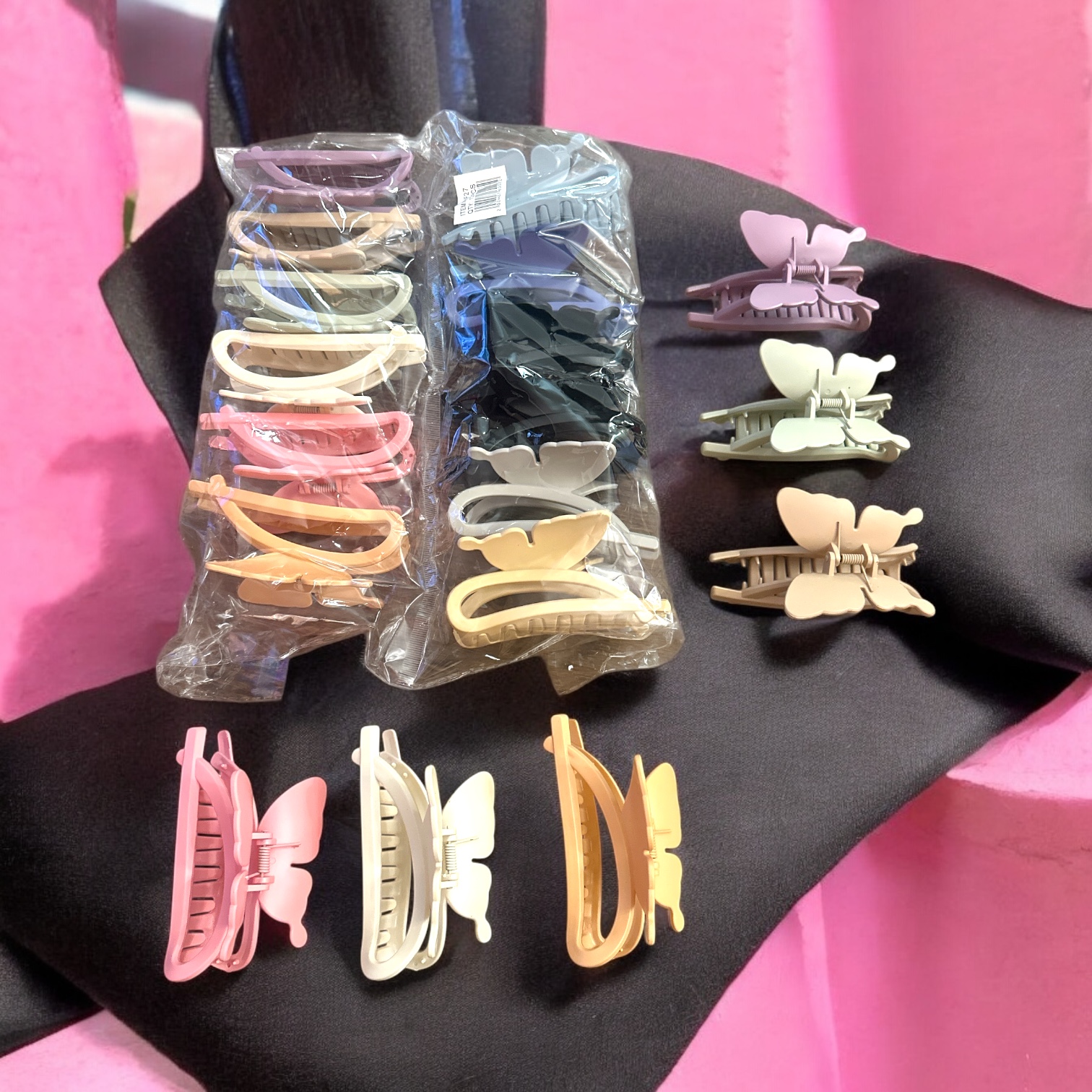 Set Clești de Păr Fluturași Delicați, Finisaj Mat Siliconat, Set de 12 Bucăți