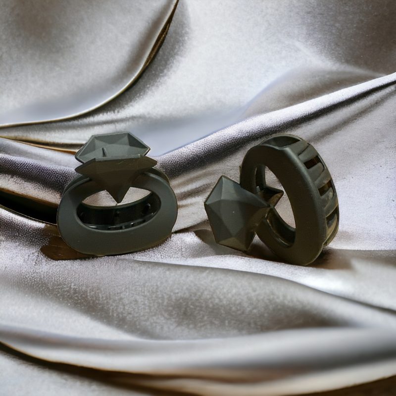 Set Clești de Păr din silicon cu Design Inedit "Inel cu Piatră", Set de 12 Bucăți