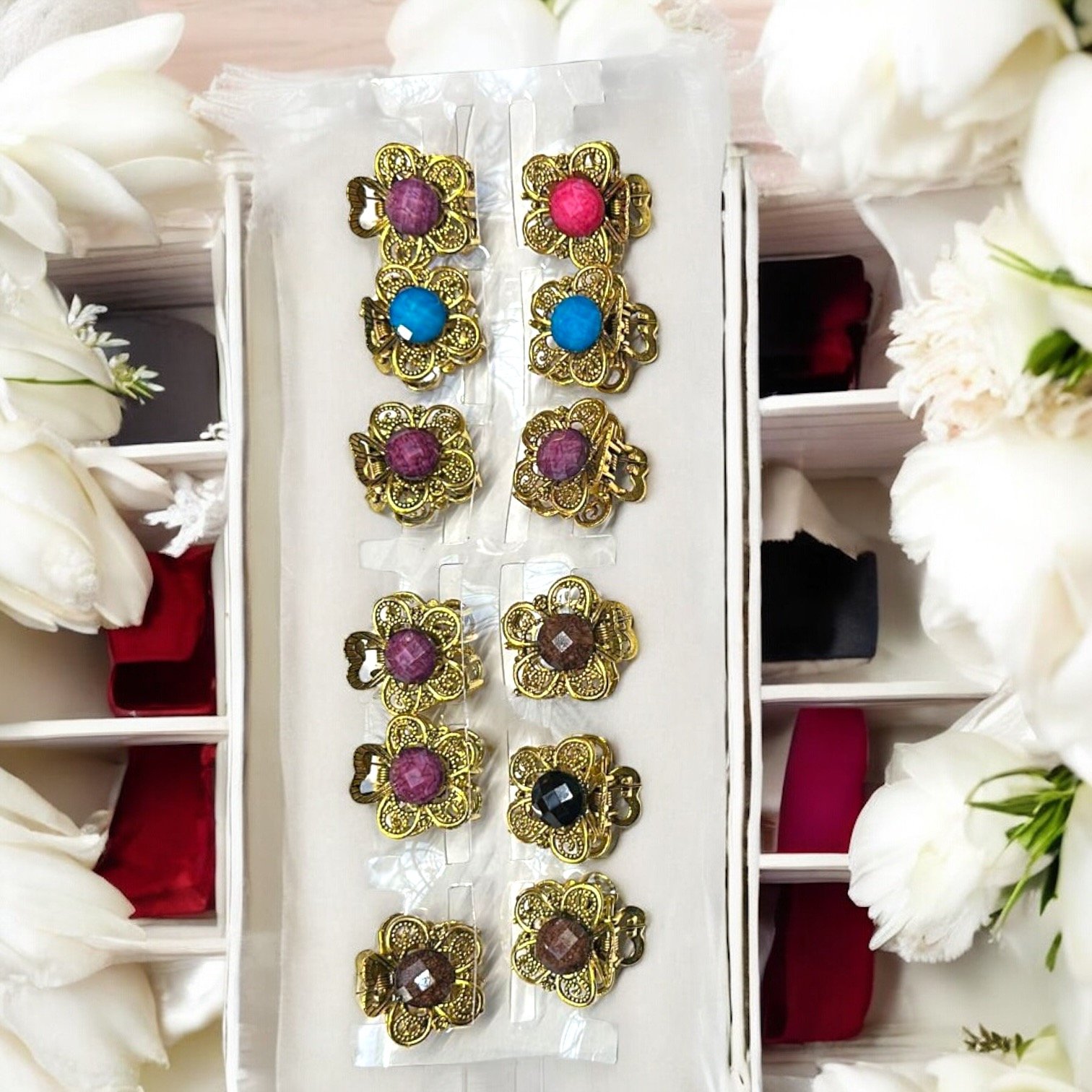 Clesti de par metal mici, set 12 bucati, aurii