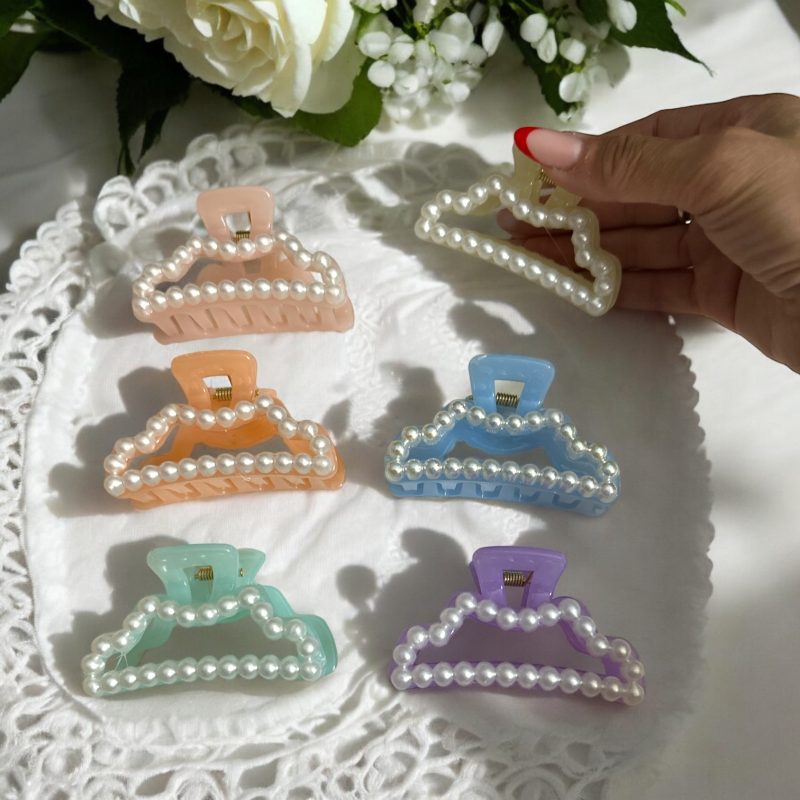 Clesti de par cu perlute cod D177 set 12 bucati – design fashion color pastel