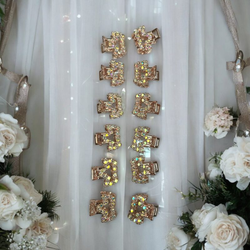 Set Cleștișori din Metal cu Pietre Irizate, Set de 12 Bucăți