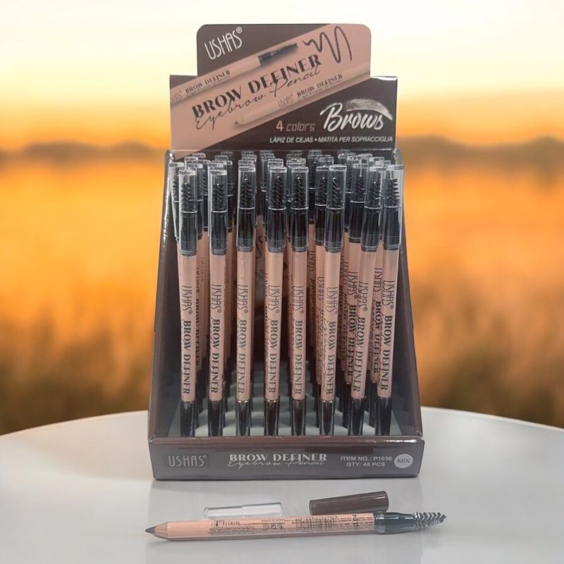 Creion sprâncene USHAS Brow Definer P1036 – cu perie, 4 nuanțe – contur natural și precis