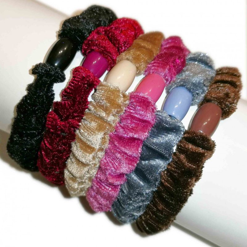Elastic de păr catifea colorat si negru - 24/set