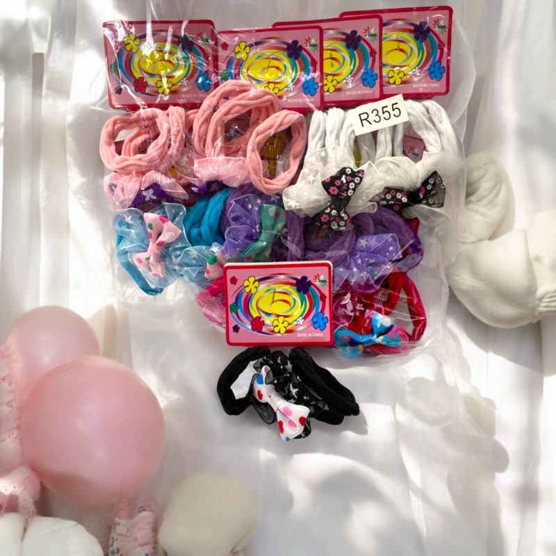 Set elastice fundiță color – 3 buc/cartonaș (12 cartonașe/set)