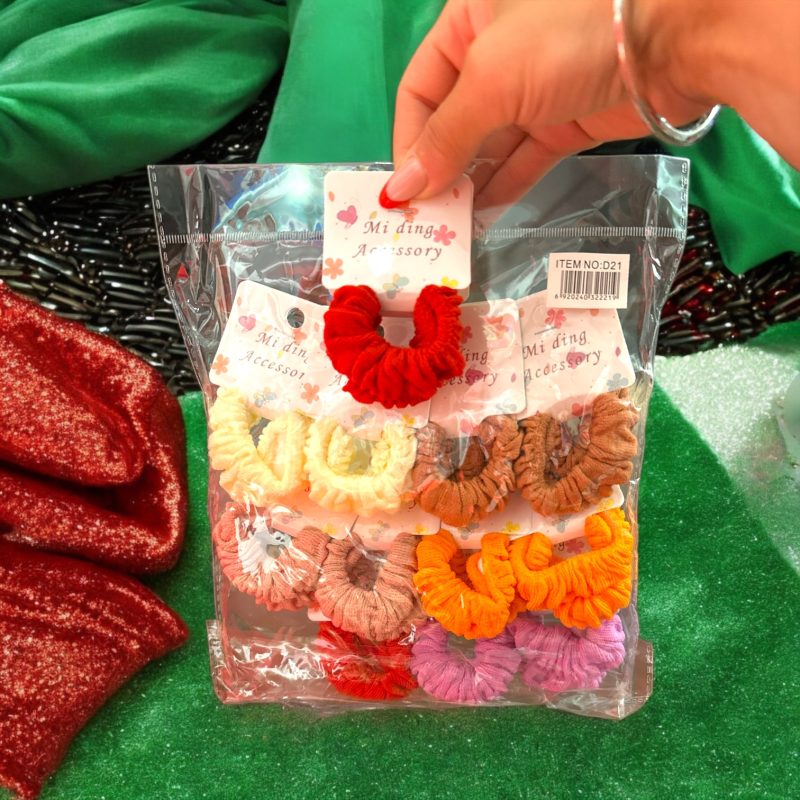 Set elastice păr colorate Mi Ding – cod D21, 12 cartonașe x 2 bucăți