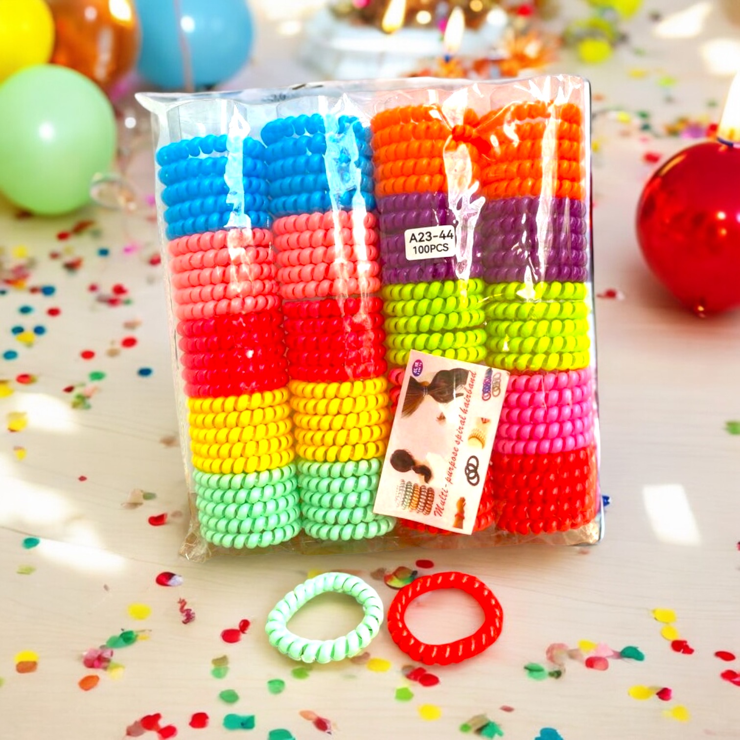 Elastic spirală din silicon colorat – model antitracțiune (100 buc/set, preț/bucată)