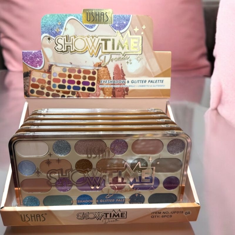 Paletă farduri de ochi și glitter USHAS Showtime cod UF019 – Machiaj complet într-un singur ambalaj
