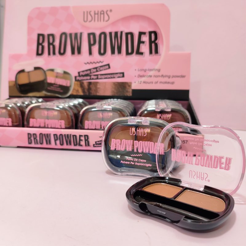 Fard sprâncene 2 culori – USHAS Brow Powder 057 – look natural, rezistență 12h