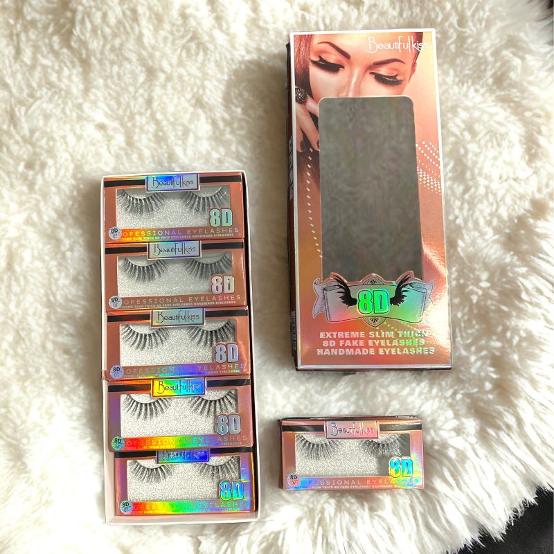 Gene false cod 8D Beautiful Kiss – volum extrem și efect profesional, model cu efect handmade