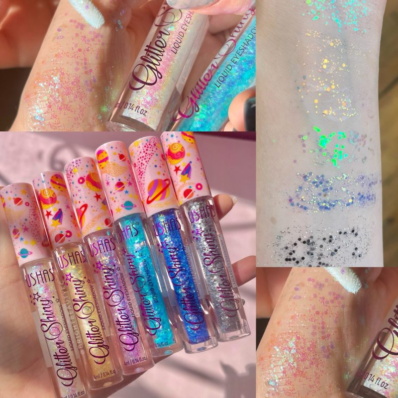 Glitter lichid multifuncțional USHAS cod 8412 – pentru ochi, buze, corp , look strălucitor și modern