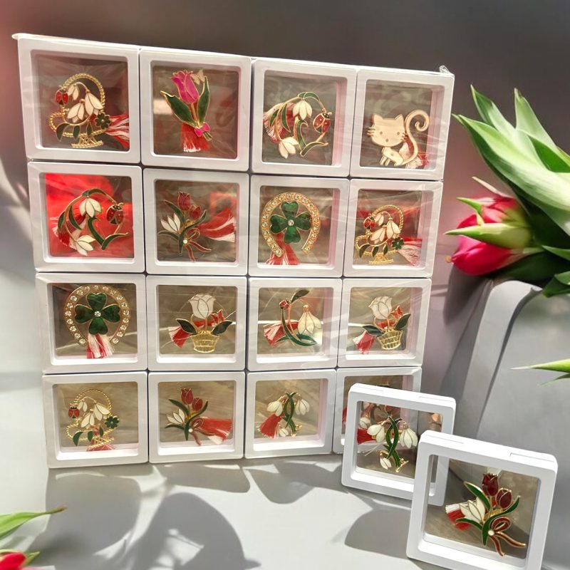 Mărțișor tradițional broșă – modele florale – 16/set