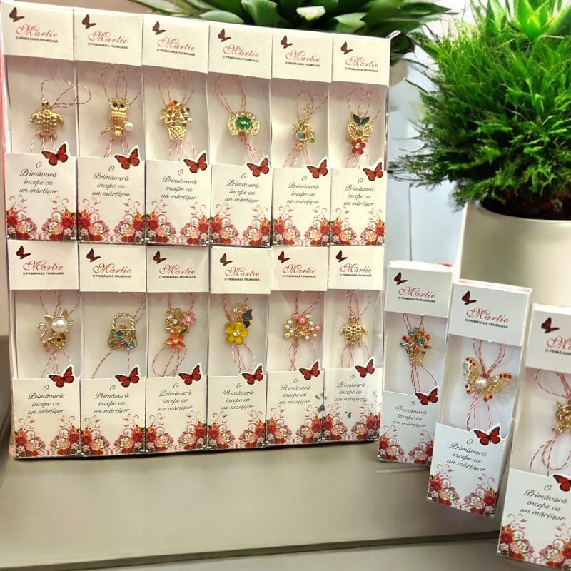 Mărțișor tradițional broșă – modele elegante cu pietricele, – 24/set