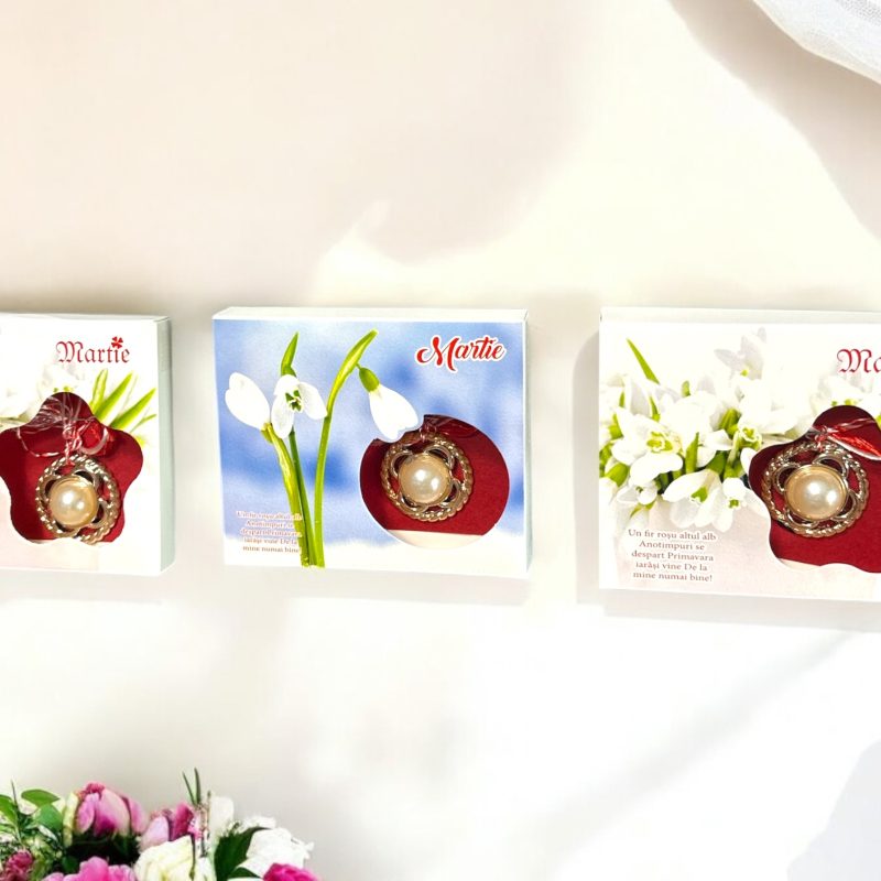 Mărțișor -24/set- pandantiv floare cu perlă
