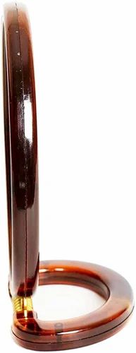 Oglinda cosmetica ovala maro mijlocie cu suport 14.5x11 cm model clasic cu doua fete - imagine 7