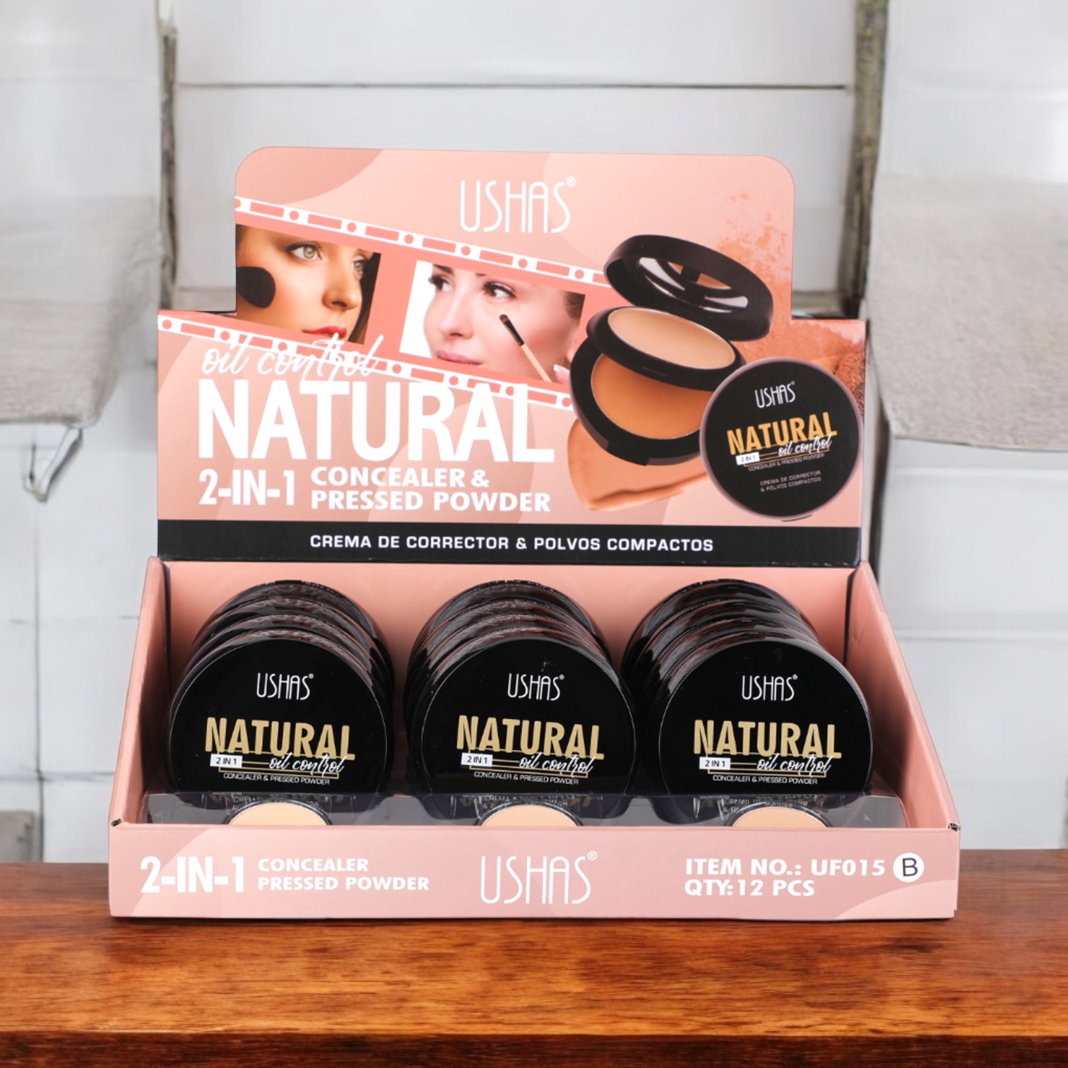 Pudră Compactă + Concealer cu efect matifiant NATURAL 2 în 1 + oglinda – tester inclus