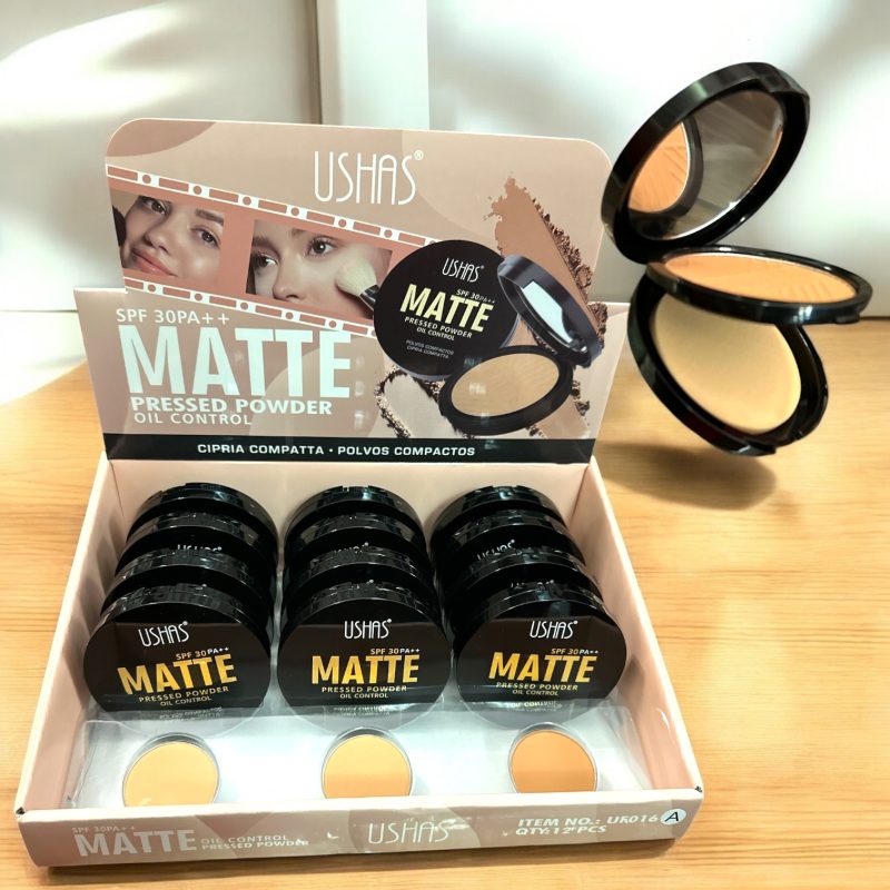 Pudră Compactă Matifiantă + oglinda + burete cu SPF 30 – USHAS