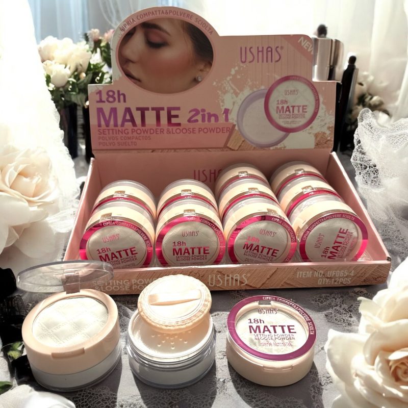 Pudră matifiantă 2 în 1 USHAS Matte – compactă & pulbere – cod UF0854