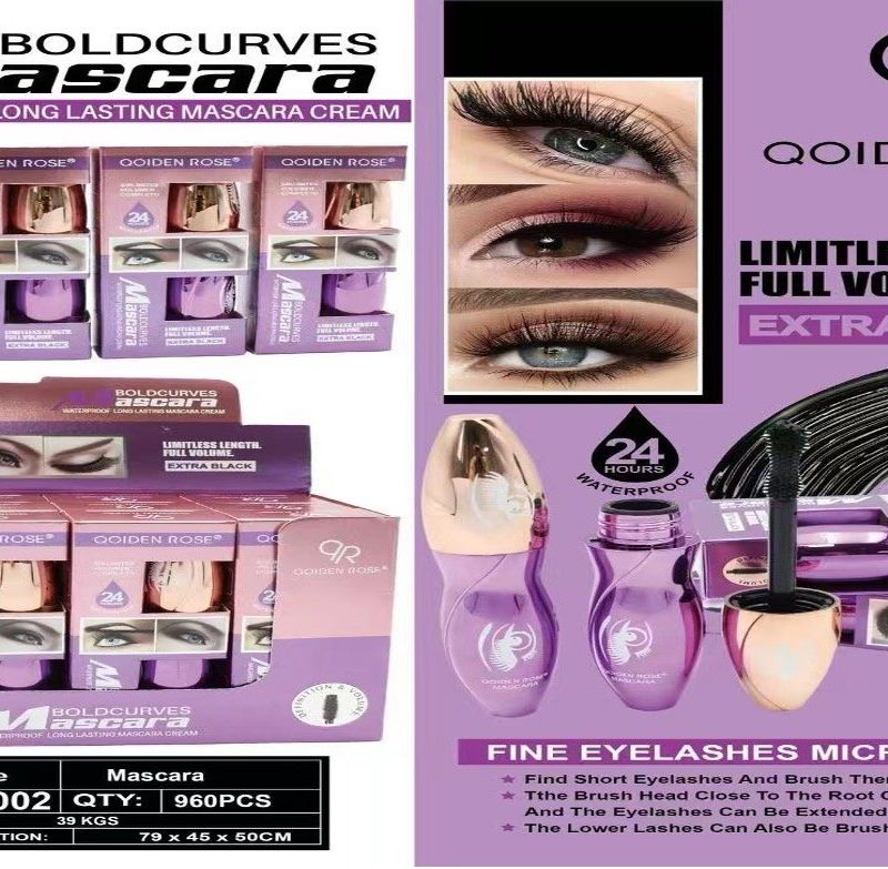 Rimel negru QOiden Rose BoldCurves Mascara cod J8002 extra black waterproof 24 ore