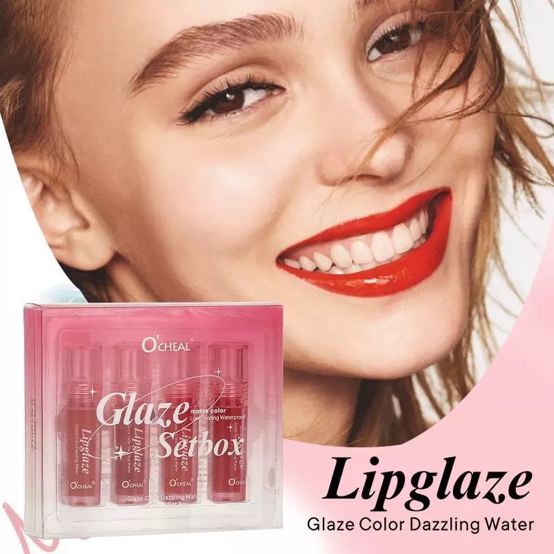 Ruj lichid lucios O’CHEAL – Set Lipglaze Waterproof cu finish strălucitor, rezistent la transfer – cod 6999