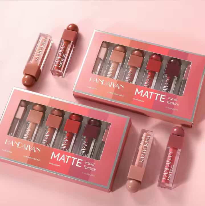 Handaiyan – Set Rujuri Lichide Mate – 6 bucăți – Ambalaj Roz Degrade 1086 - imagine 2