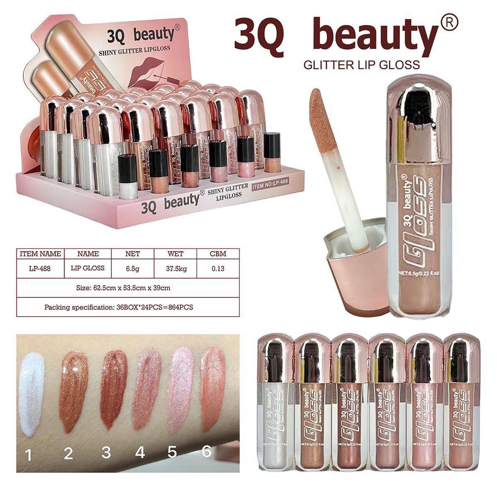 Luciu de buze cu sclipici 3Q Beauty – cod LP-488