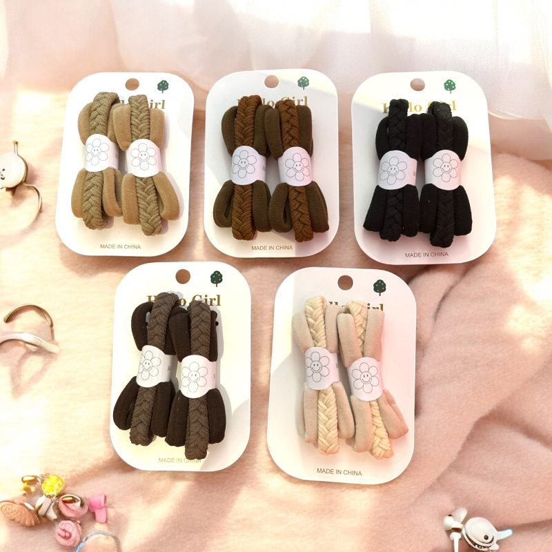 Set 6 Elastice de Păr Texturate – Diverse Culori Neutre