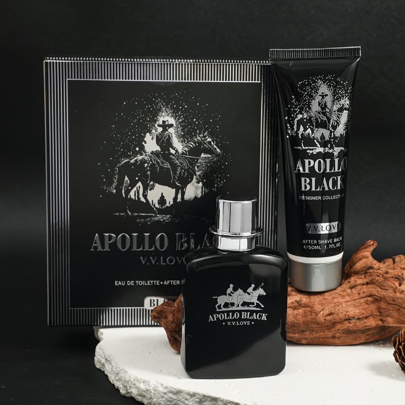 Set Cadou pentru Bărbați: Apă de parfum + Balsam After Shave "Apollo Black" – V.V. Love (2 piese)