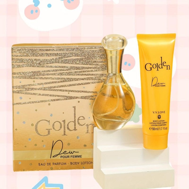 Set Cadou pentru Femei: Apă de parfum + Loțiune de Corp "Golden Dew Pour Femme" – V.V. Love (2 piese)