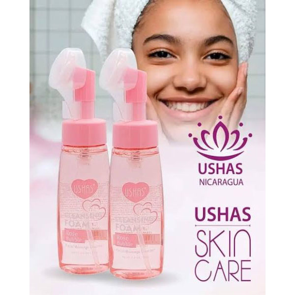 Spumă Demachiantă USHAS Rose Bubble 240g | Trandafiri & Periuță Masaj | Cod USH-HA069