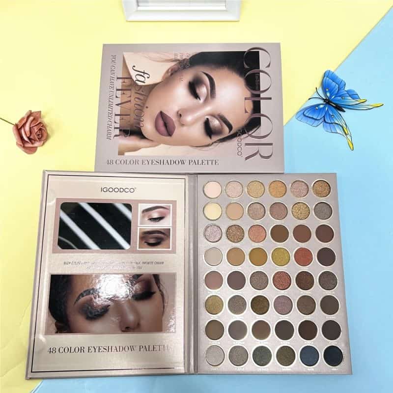 Paletă farduri de ochi IGOODCO – 48 culori – Cod 3056 – Texturi mate & sidefate – Nude Glam Look