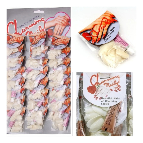 Unghii false set 24 bucati pe folie cu adeziv inclus