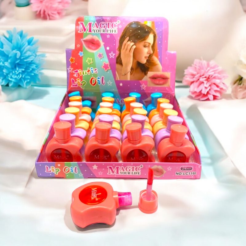 Ulei de buze hidratant Magic Your Life LC1160 – Lip Oil cu luciu intens și aplicator special | Set de 24 bucăți