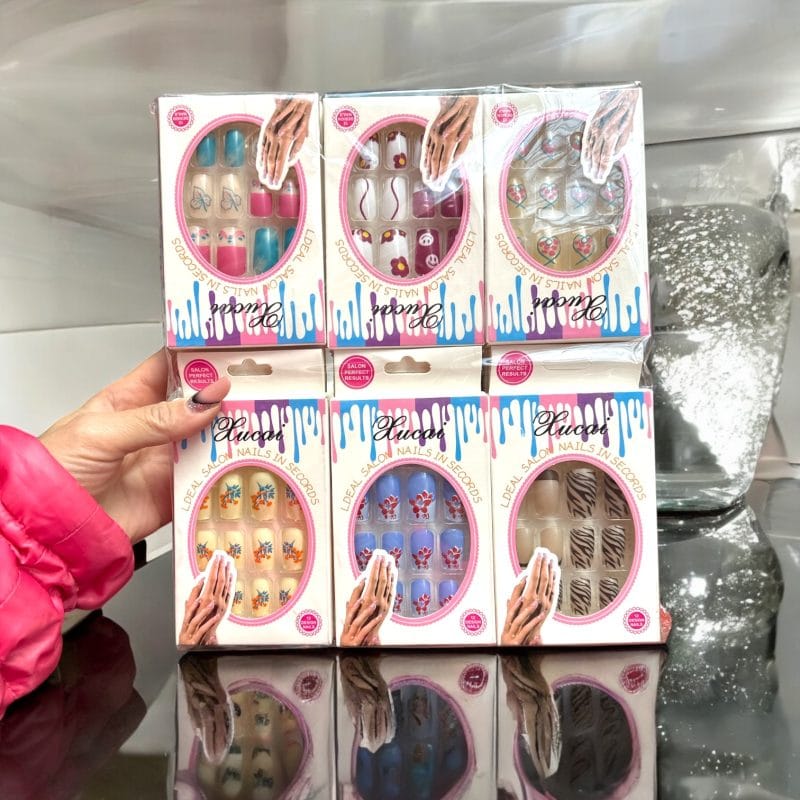 Set unghii false cu lipici – modele colorate în cutie individuală | Ideal salon & acasă