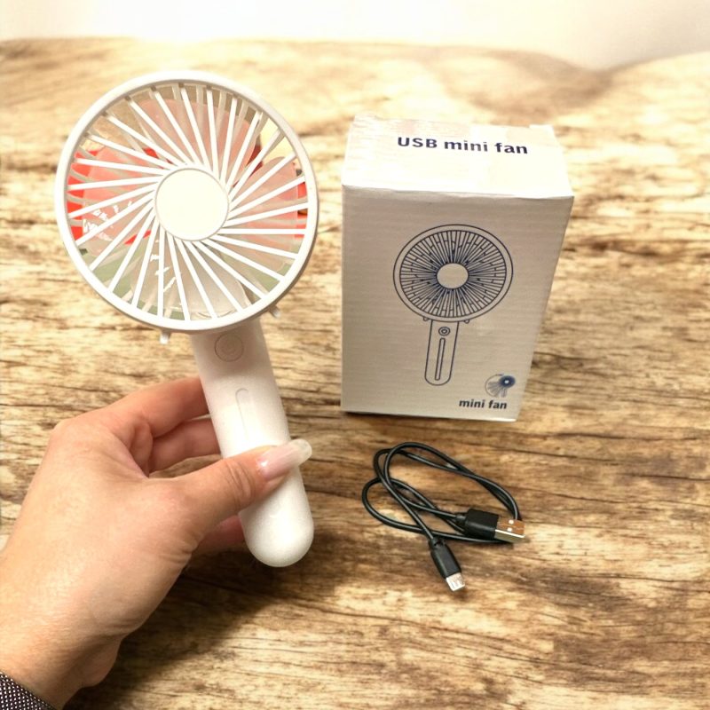 Ventilator portabil cu cap flexibil, baterie reîncărcabilă și cablu USB – ideal pentru vară, cosmetică și birou
