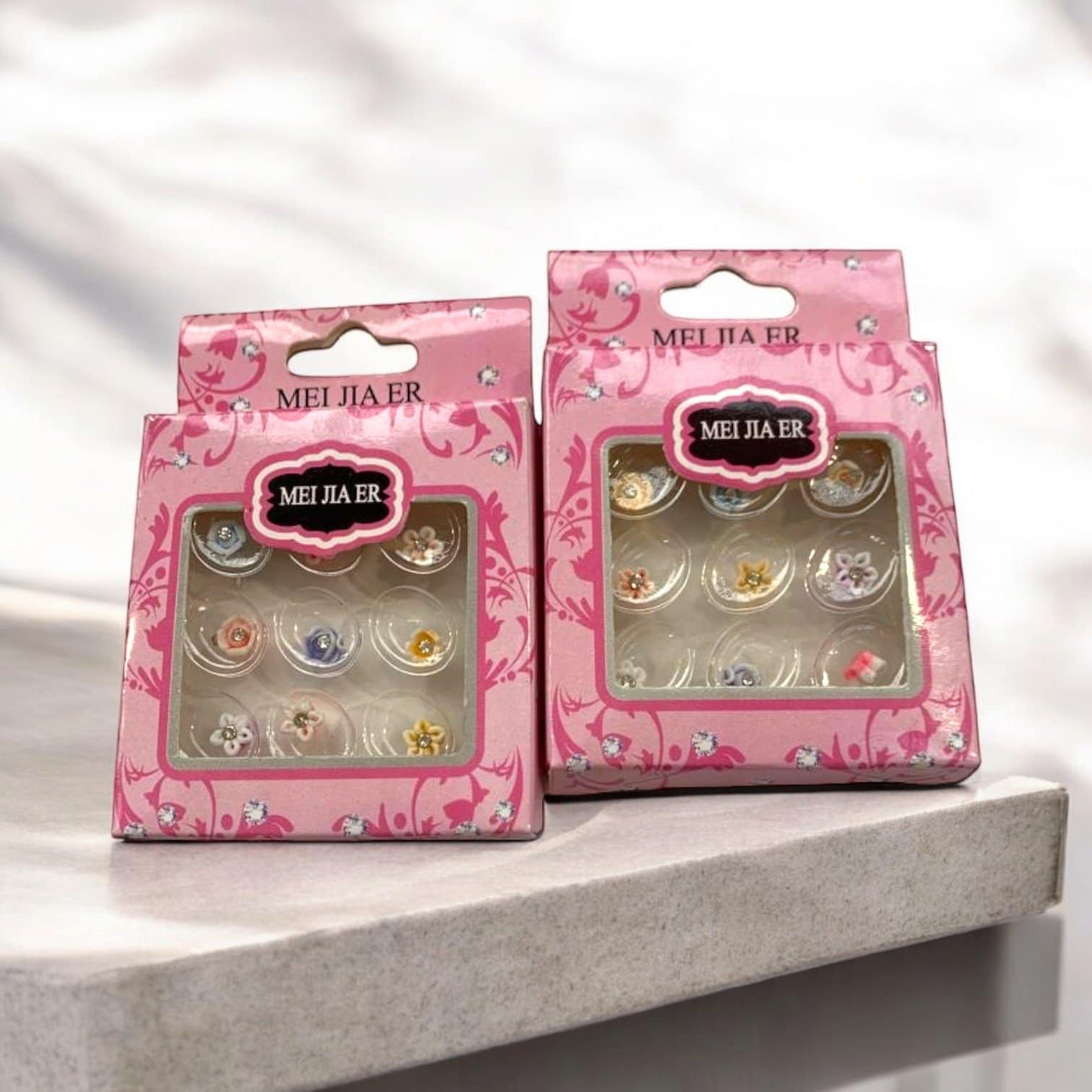 Set flori acrilice 3D pentru decor unghii – 12 bucăți/cutie