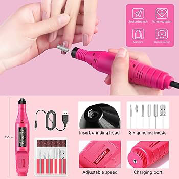 Freza electrică semiprofesională pentru unghii – cu 6 capete și viteză reglabilă | Uz personal și salon - imagine 4