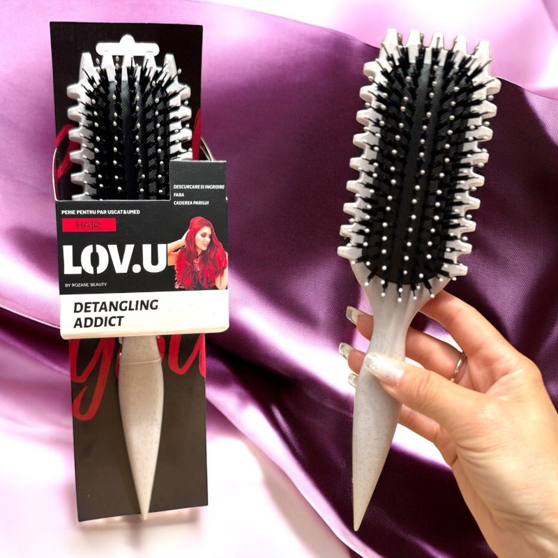 Perie par cu peri dubli LOV.U Detangling Addict pentru descurcare par umed si uscat- Rozane Beauty