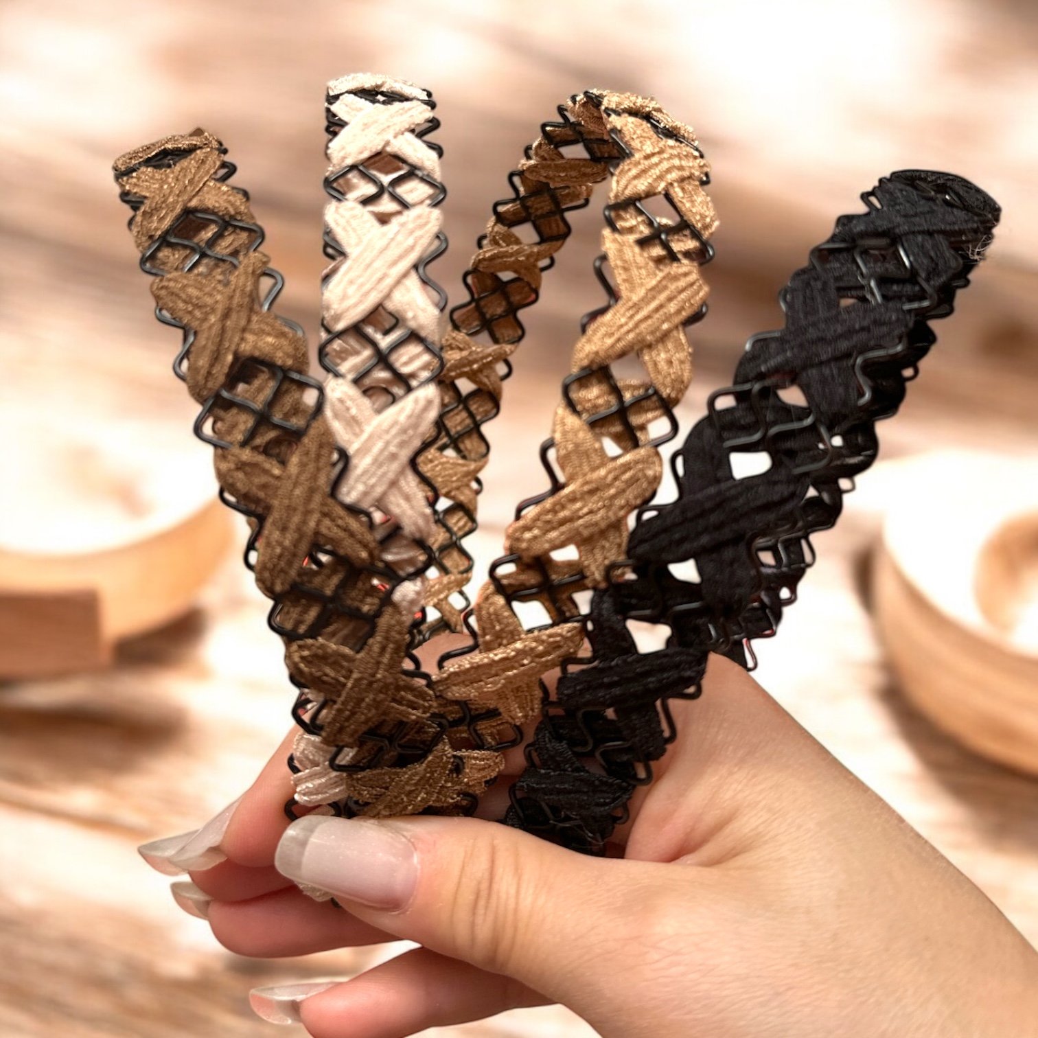 Set 12 Coronițe de Păr Tip Plasă Împletită – Accesorii Fashion cu Design Elastic și Textură Mată