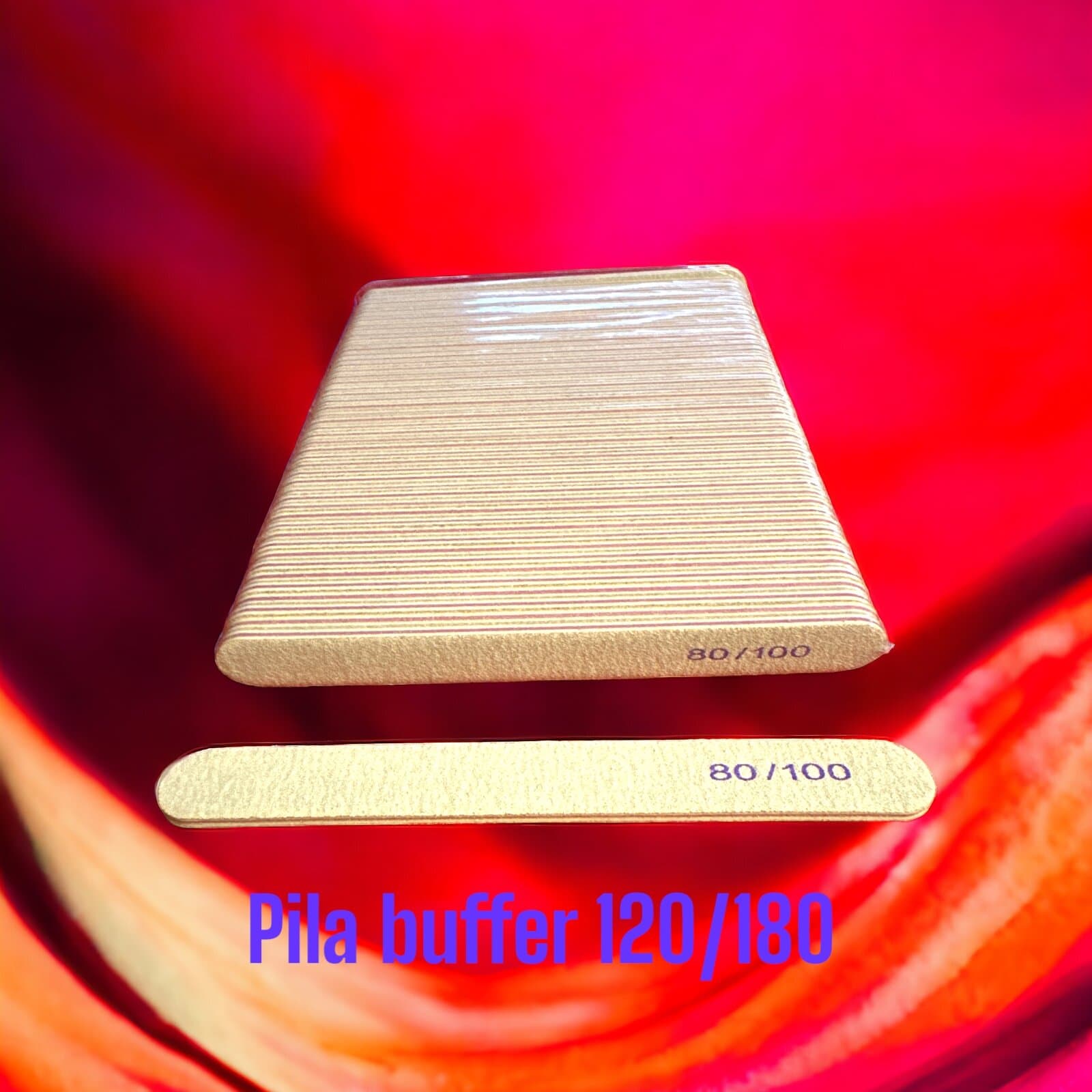 Pilă Buffer Profesională 80/100 pentru unghii – formă dreaptă | Ideală pentru gel, acryl, oje semipermanente