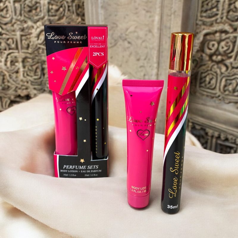 Set Cadou: Apă de Toaletă (Parfum Tip Pix) + Cremă de Corp "Love Sweet Pour Femme" – Lóvalí Excellent